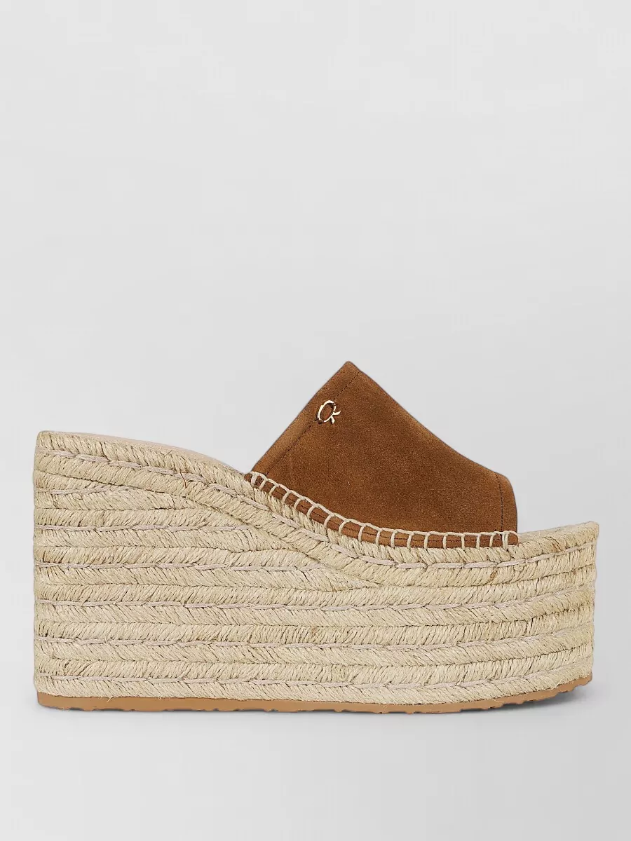 Gianvito Rossi Leather Platform Espadrille Mules