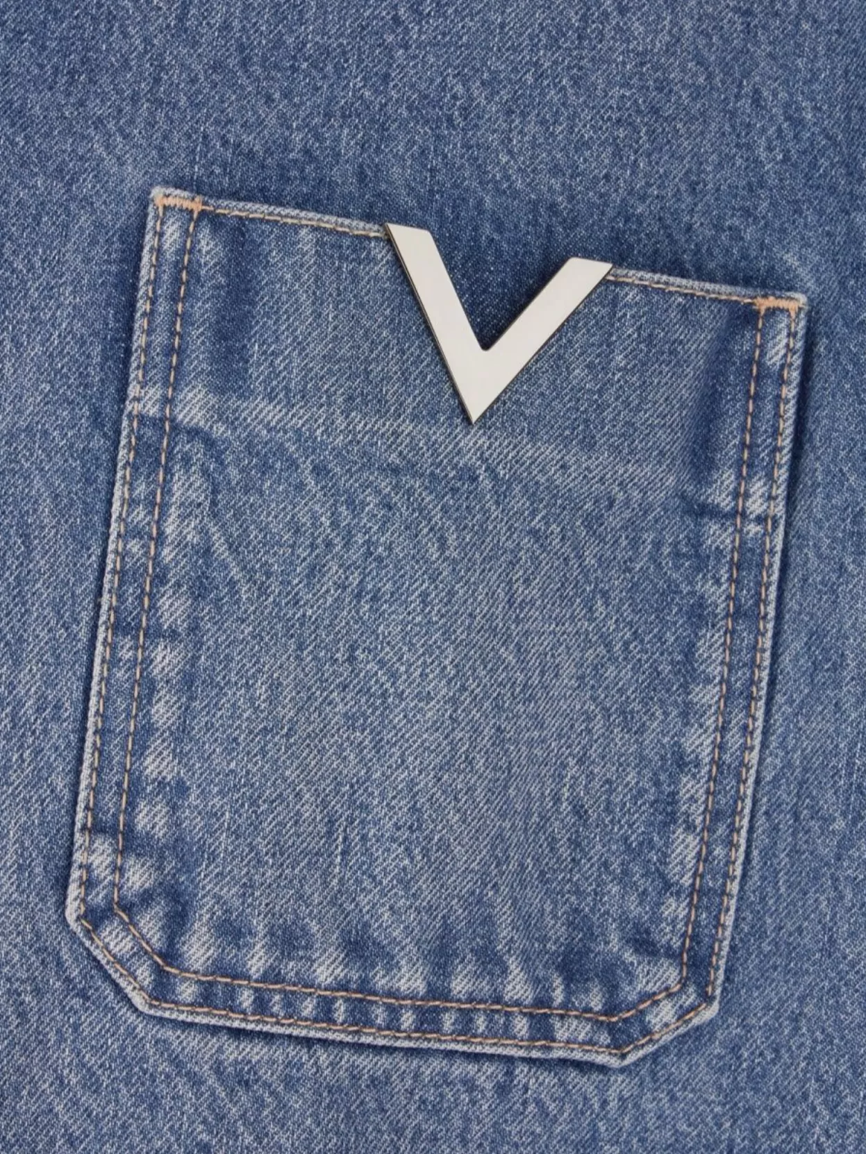 Valentino Garavani Denim Shirt With Chest Pockets And Long Sleeves