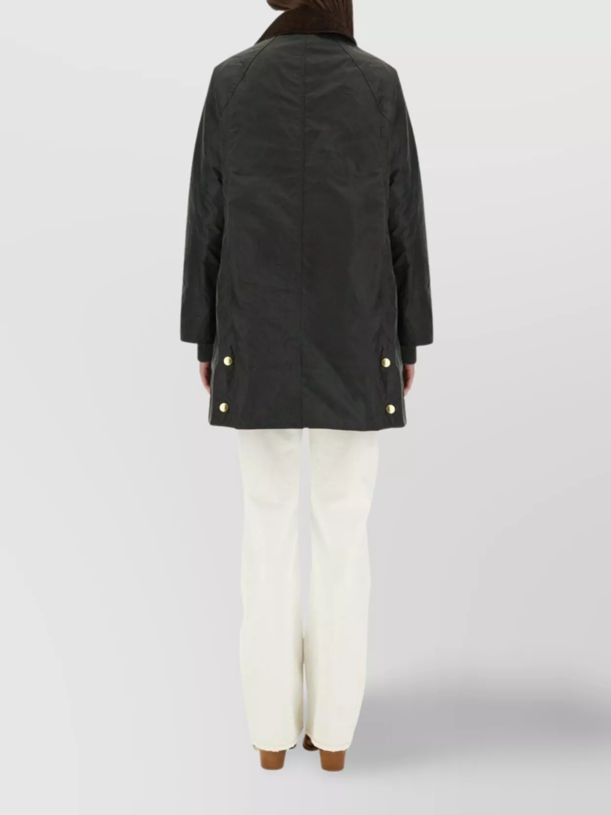 Barbour Long Waxed Collar Detail Jacket