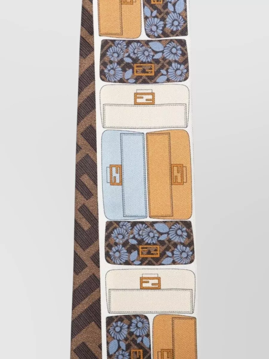 Fendi Two-sided Silk Scarf With Floral And Geometric Design