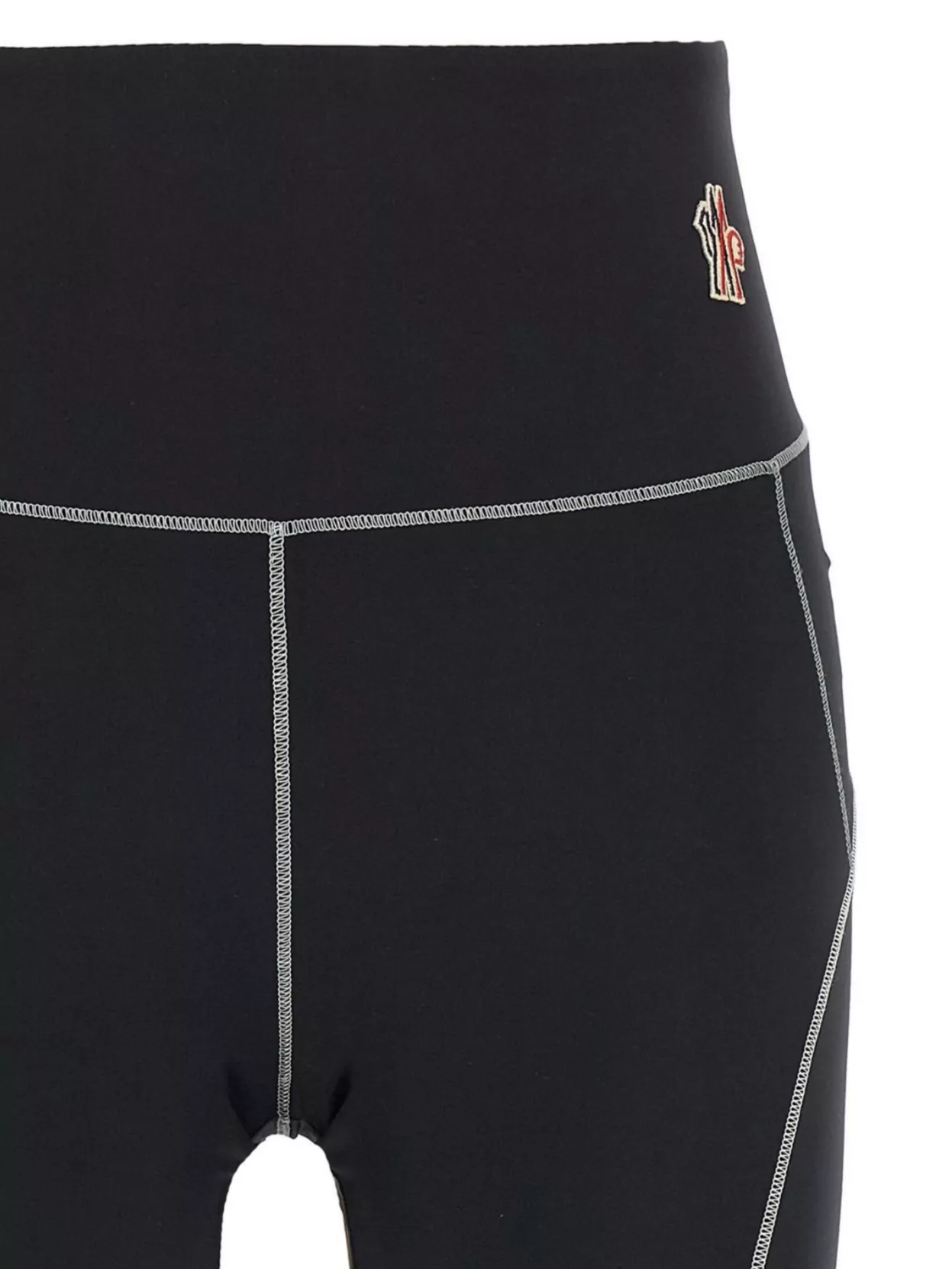 Shop Moncler Leggings With Logo Patch And Contrast Stitching