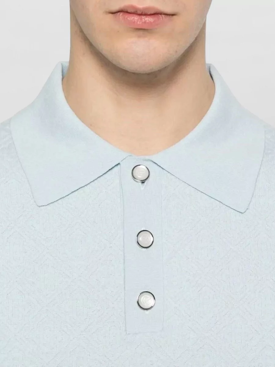 Casablanca Pointelle Knit Short Sleeve Polo Shirt