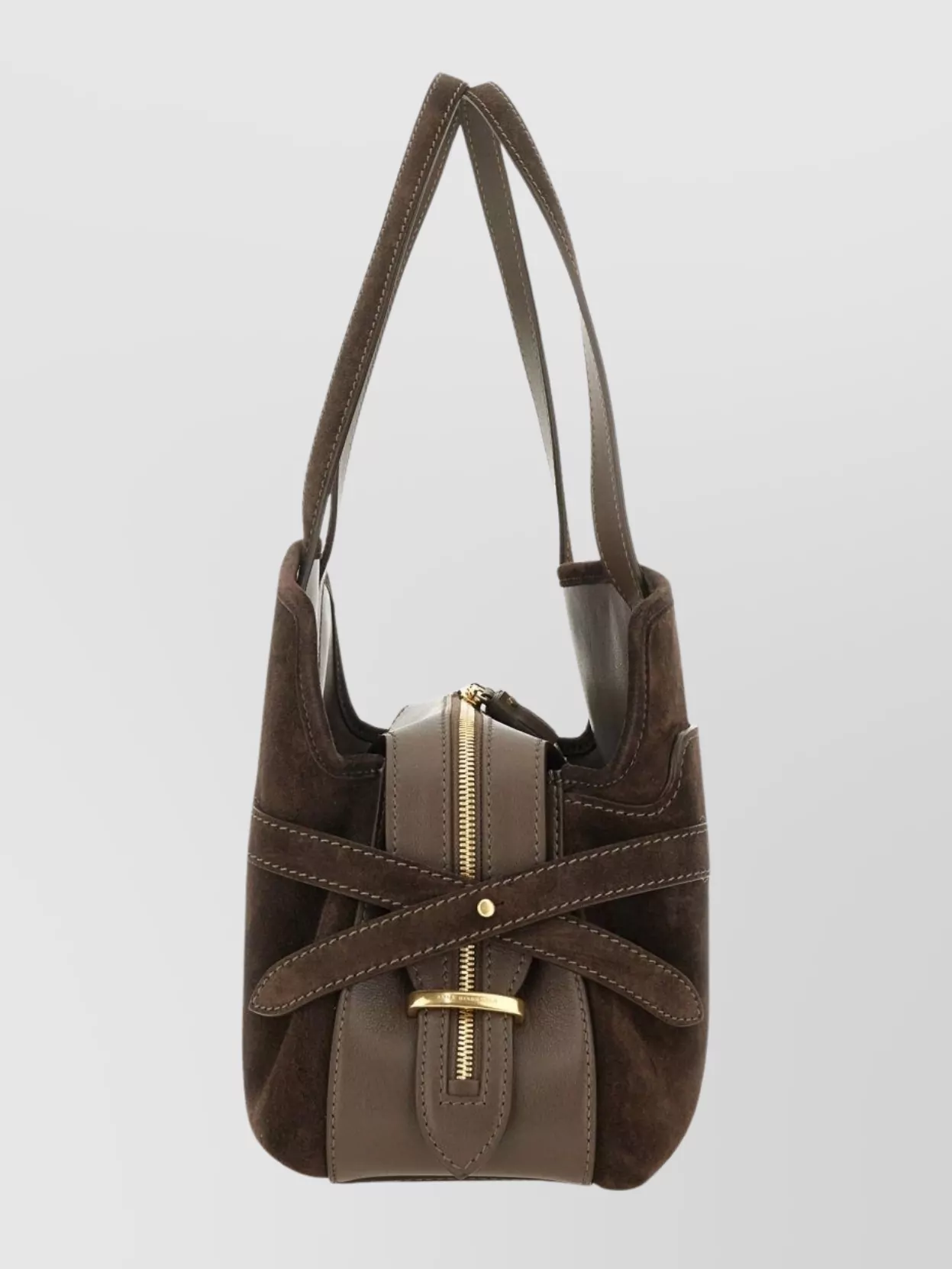Anya Hindmarch Suede Double Handle Shoulder Bag With Pocket