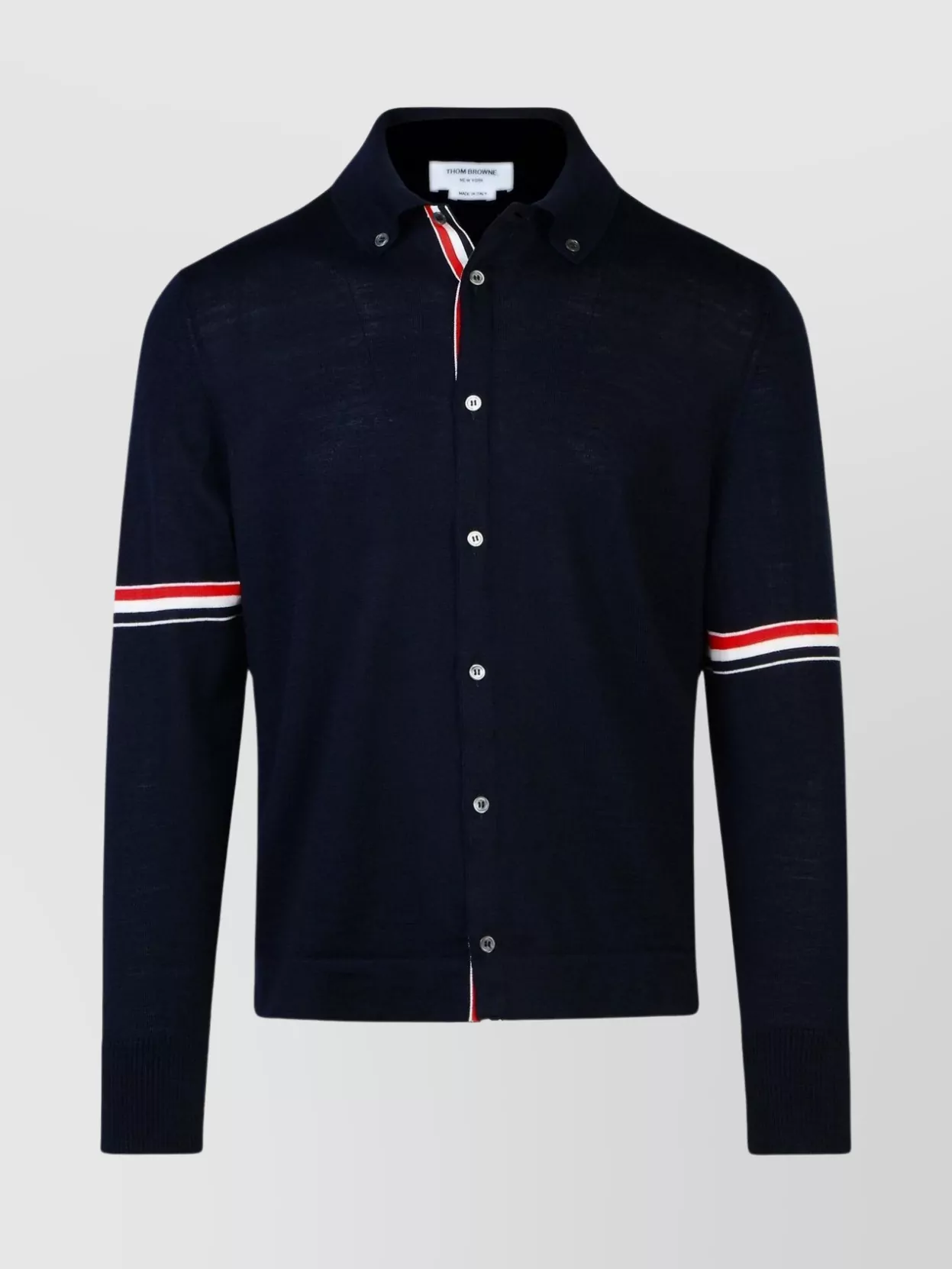 Thom Browne Wool Shirt With Ribbed Cuffs And Hem In Black