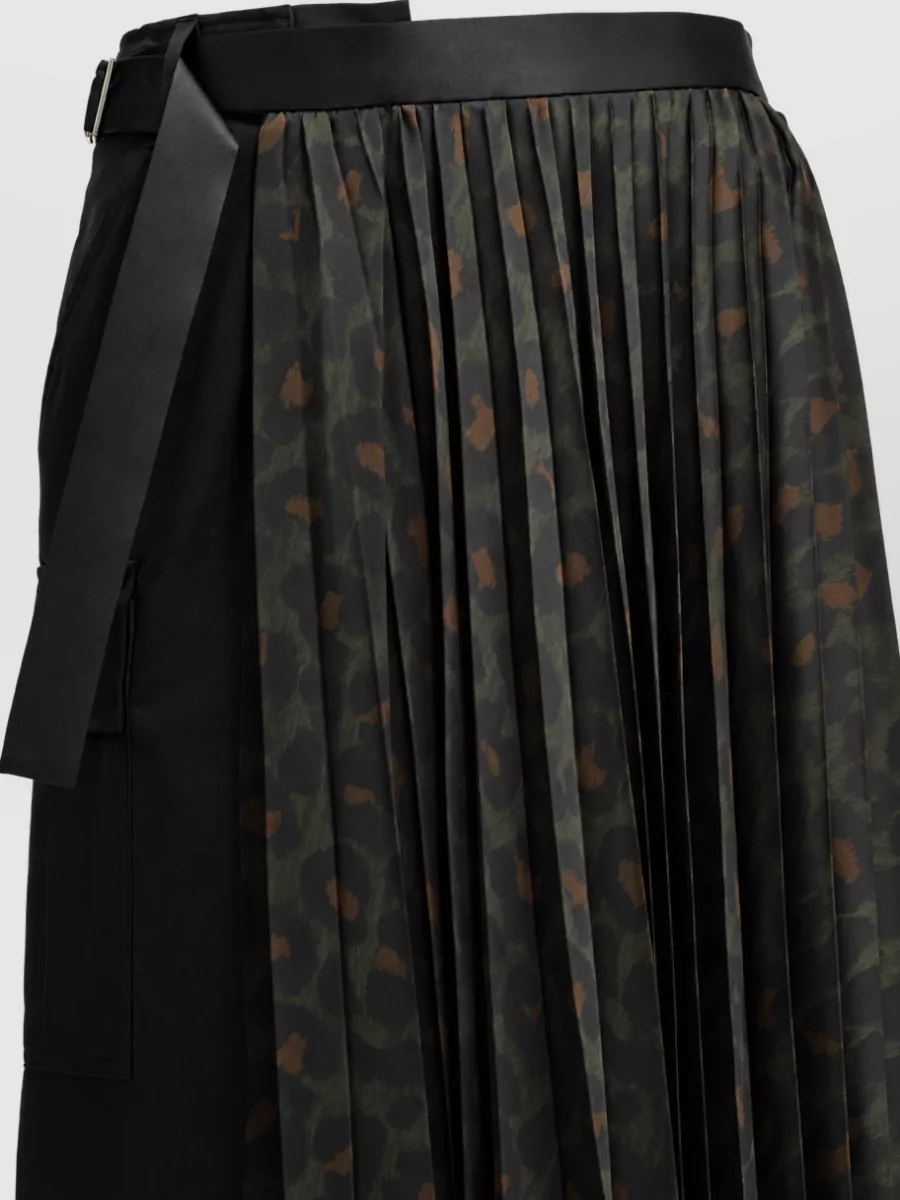 Sacai Leopard-Print Pleated Midi Skirt