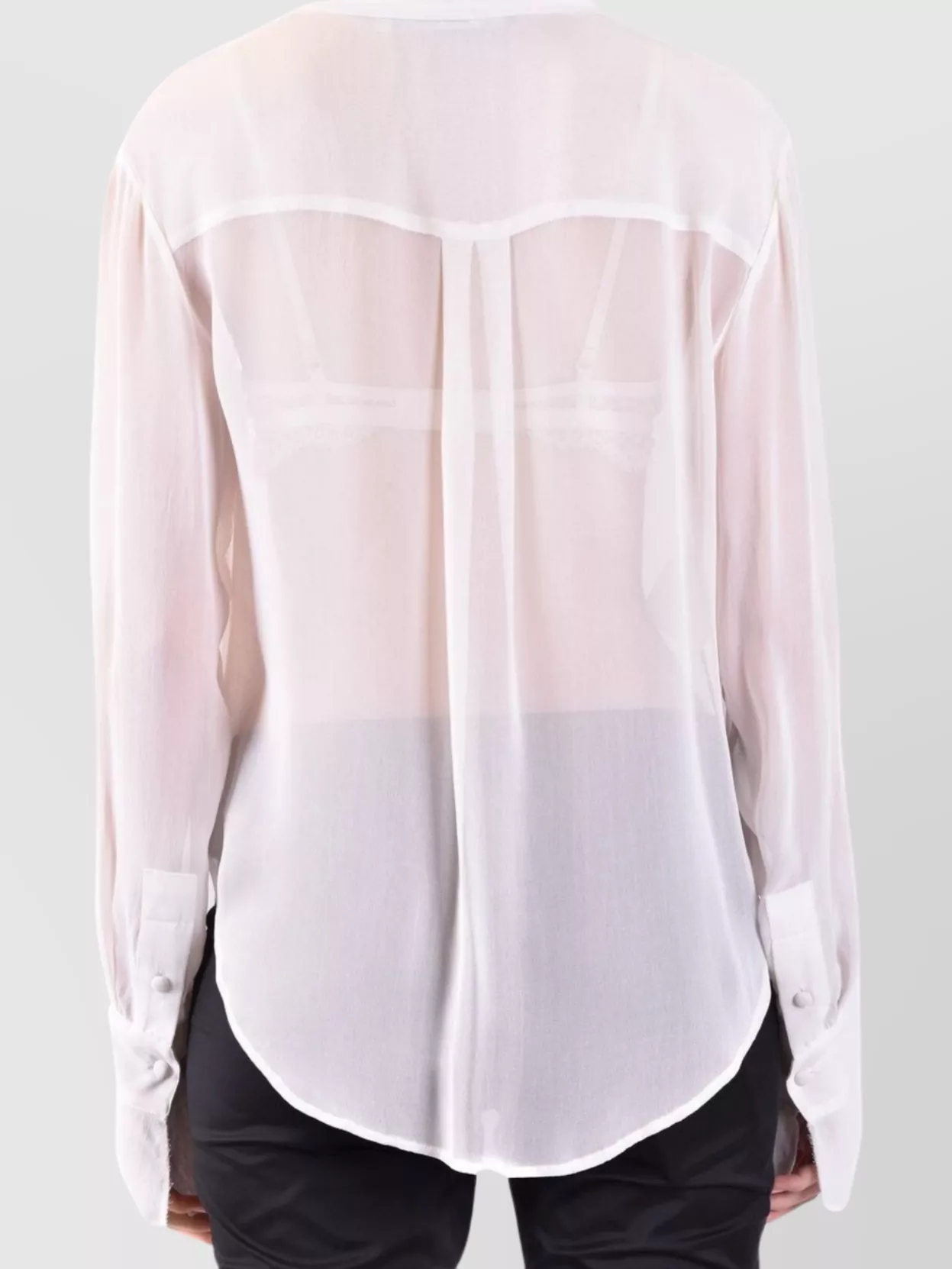 Philosophy Sheer Fabric Tie Detail Long Sleeve Shirt