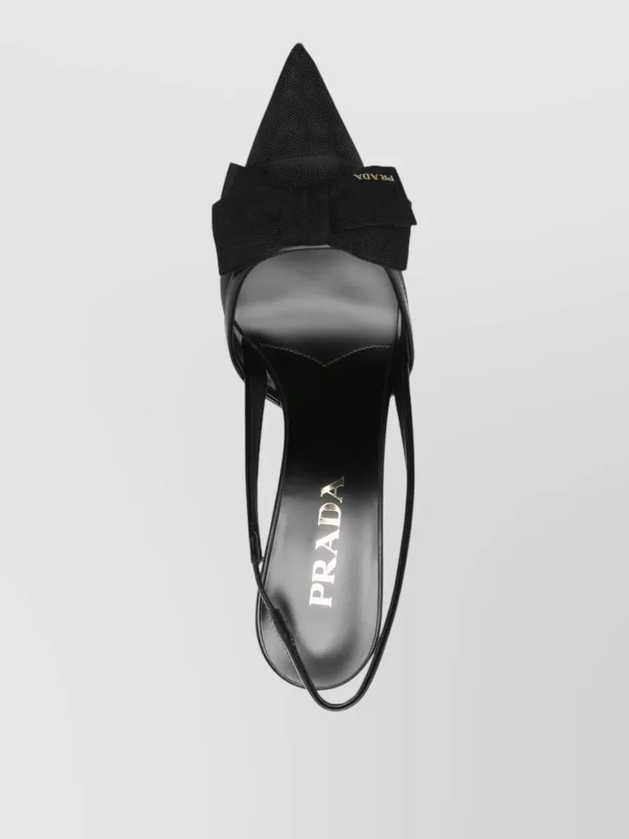 Prada Mesh Slingback Pumps Featuring Bow Detail