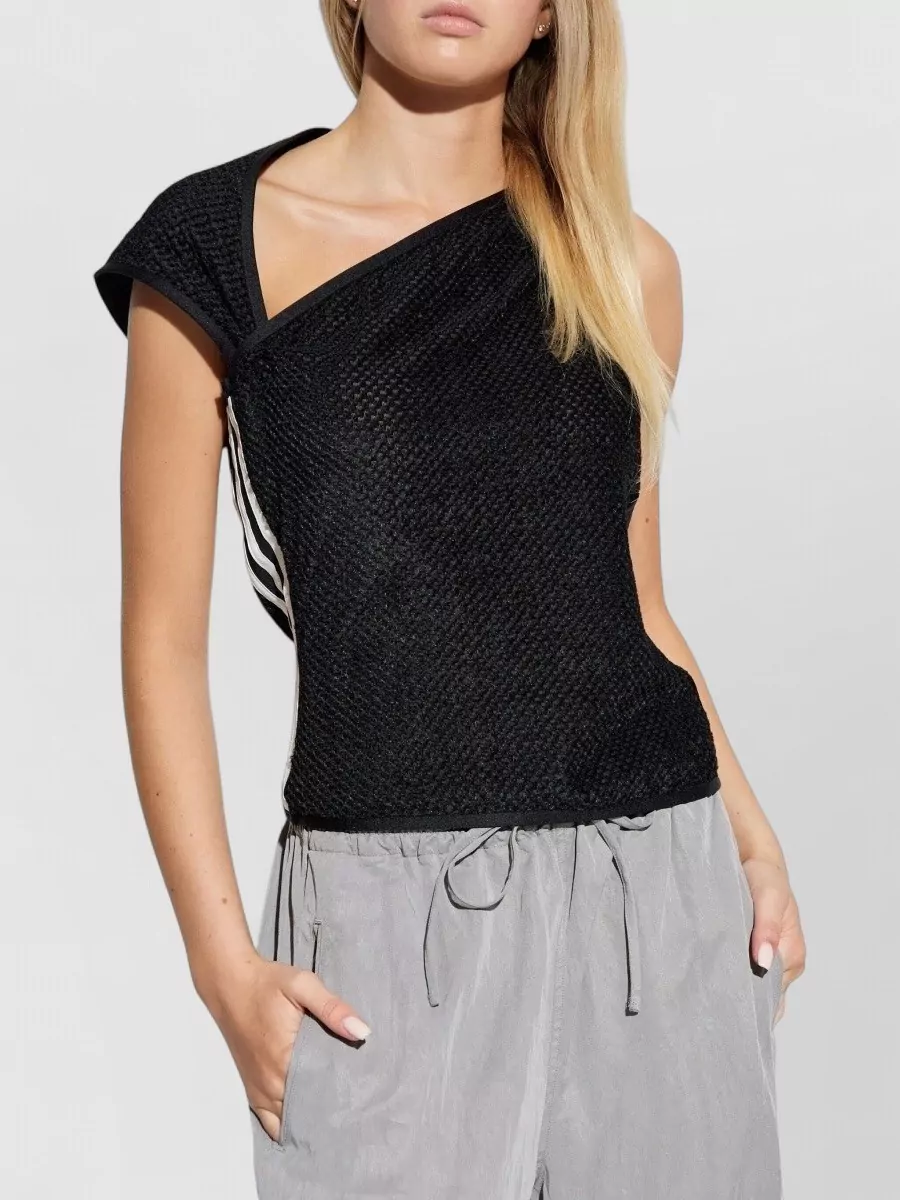Adidas Y3 Recycled Polyester Waffle Knit Asymmetric Sleeveless Top