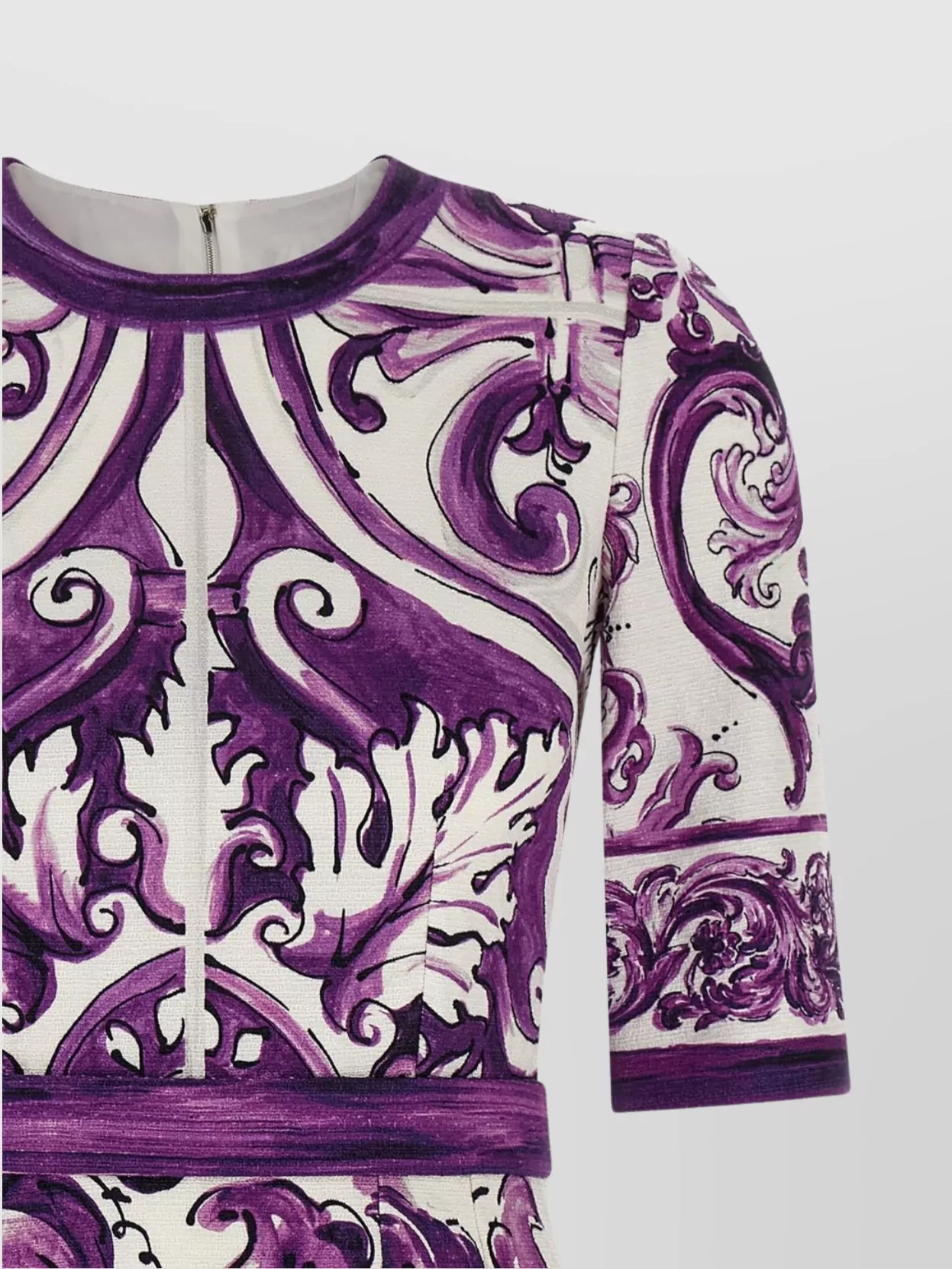 Dolce&Gabbana Dress 'Maiolica' 3/4 Sleeves Ornate Pattern