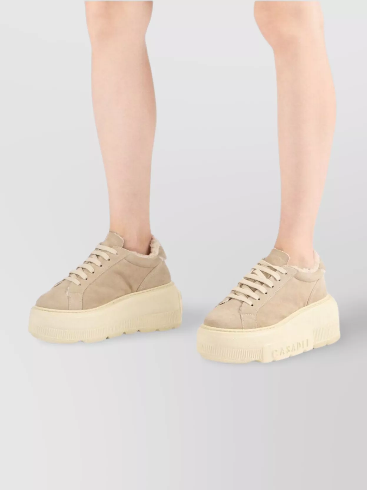Casadei Stylish Platform Sneakers Round Toe In Neutral