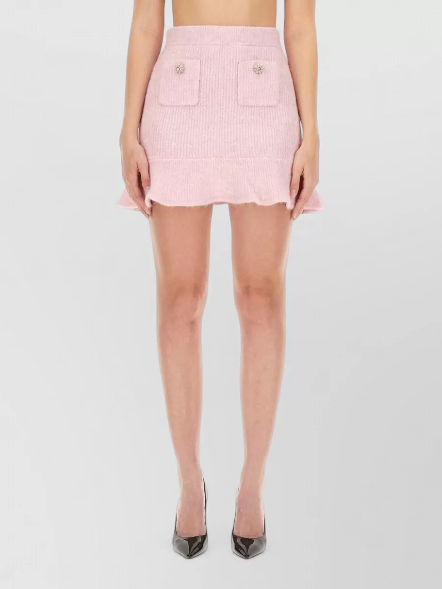 Self-Portrait Alpaca-blend knitted mini skirt