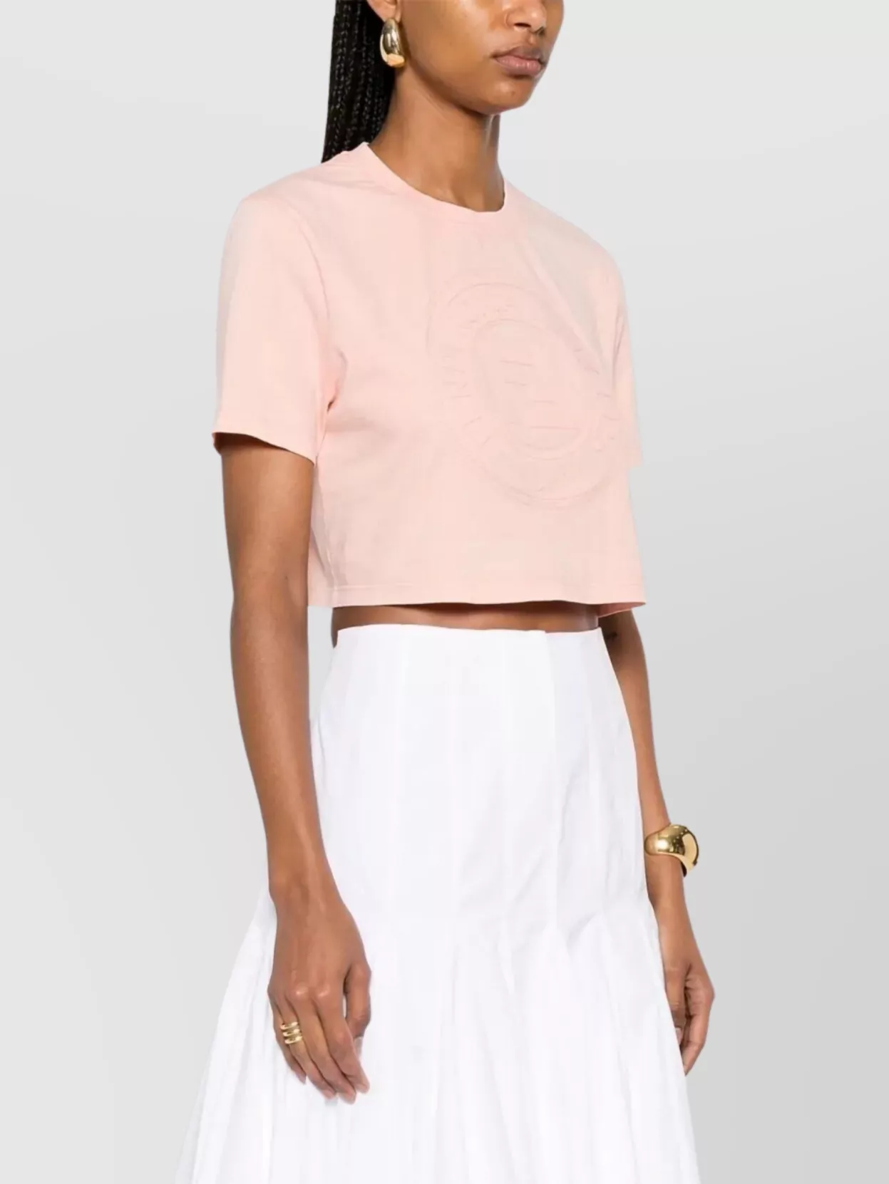 Fendi Peach Crewneck Cropped T-shirt