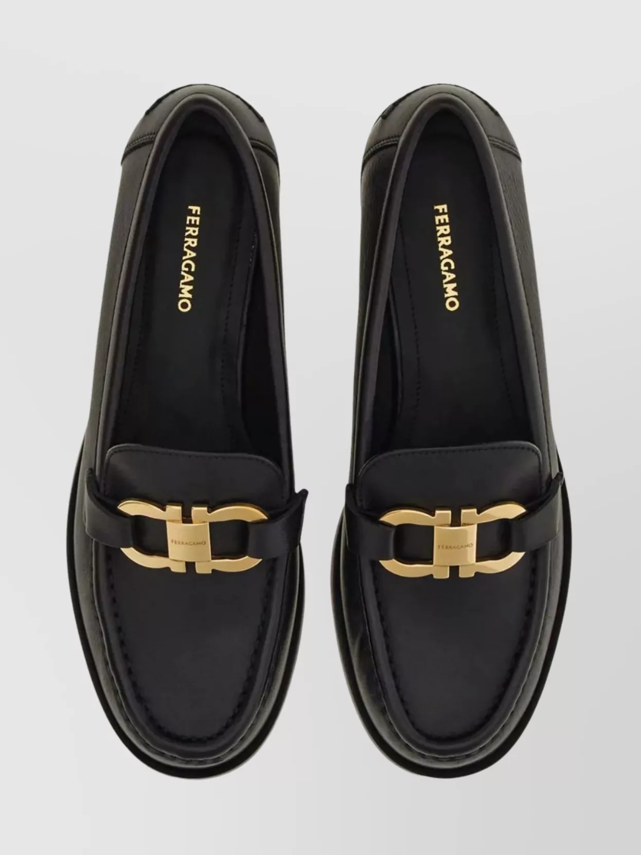 Ferragamo Leather Loafer With Iconic Gancini Detail