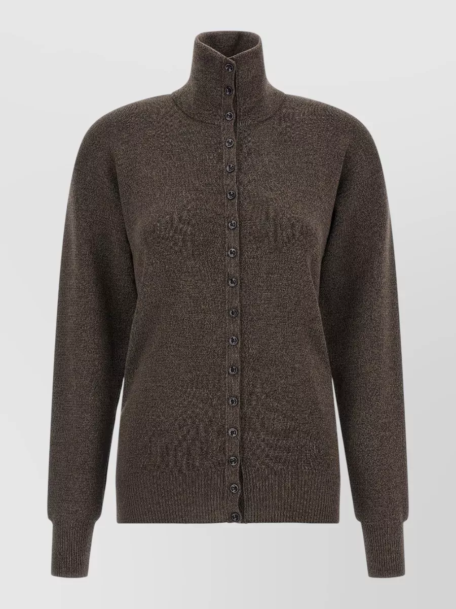Lemaire Wool Funnel Neck Buttoned Cardigan