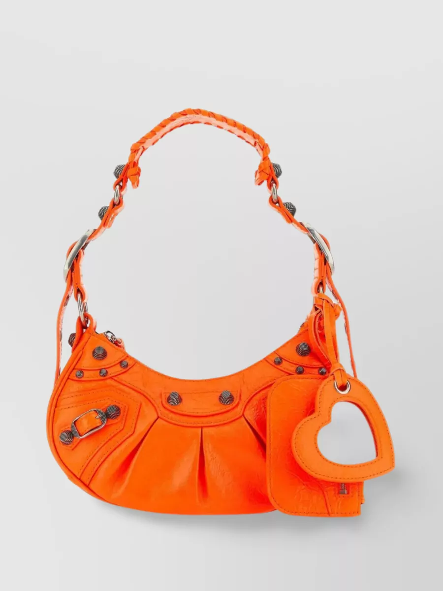 Shop Balenciaga Nappa Leather Xs Shoulder Bag With Braided Strap In Orange