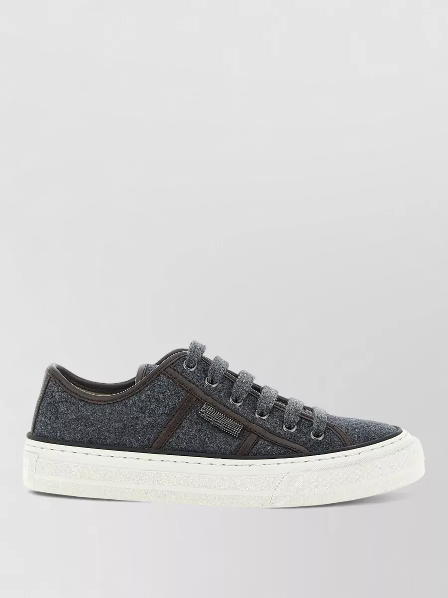 Brunello Cucinelli Wool Low-Top Lace-Up Sneakers