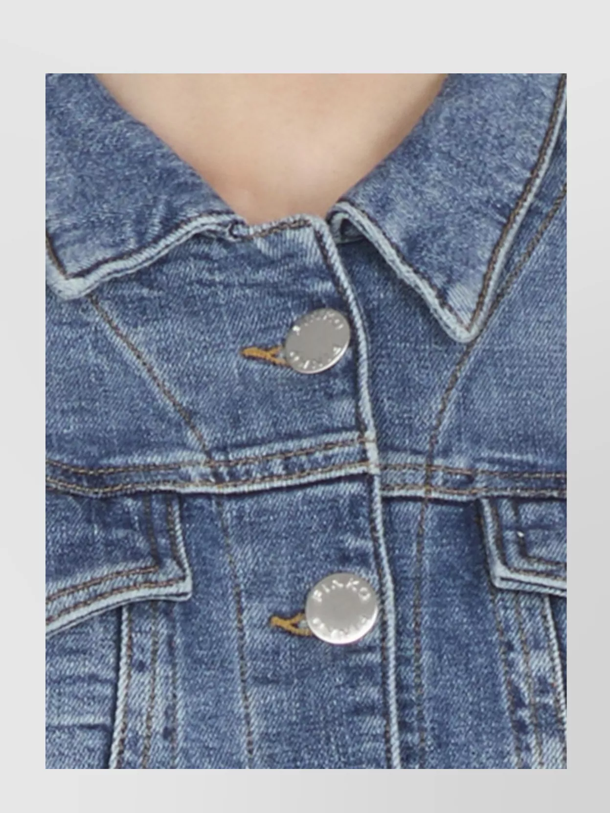 Pinko Jacket Denim Chest Pockets In Blue