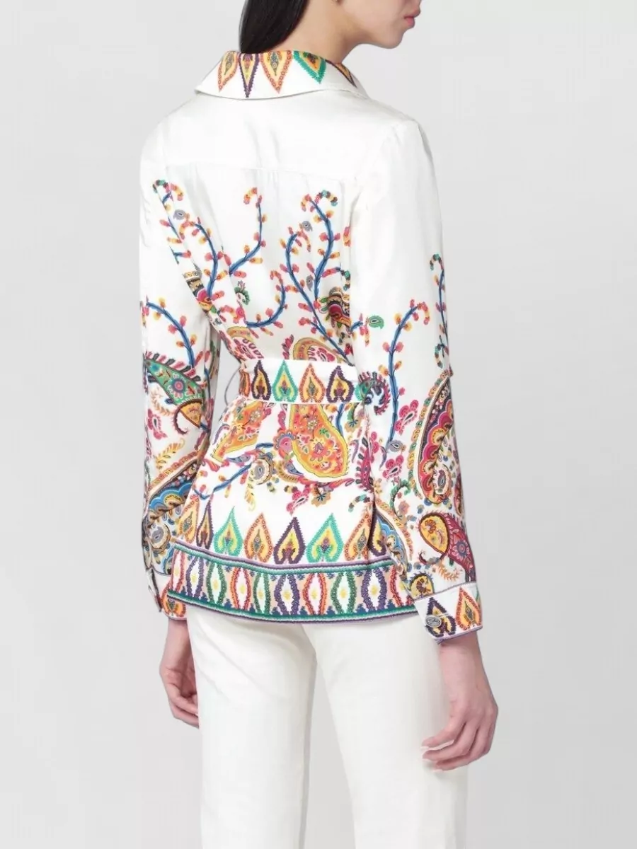Etro Printed Satin Belted Shirt