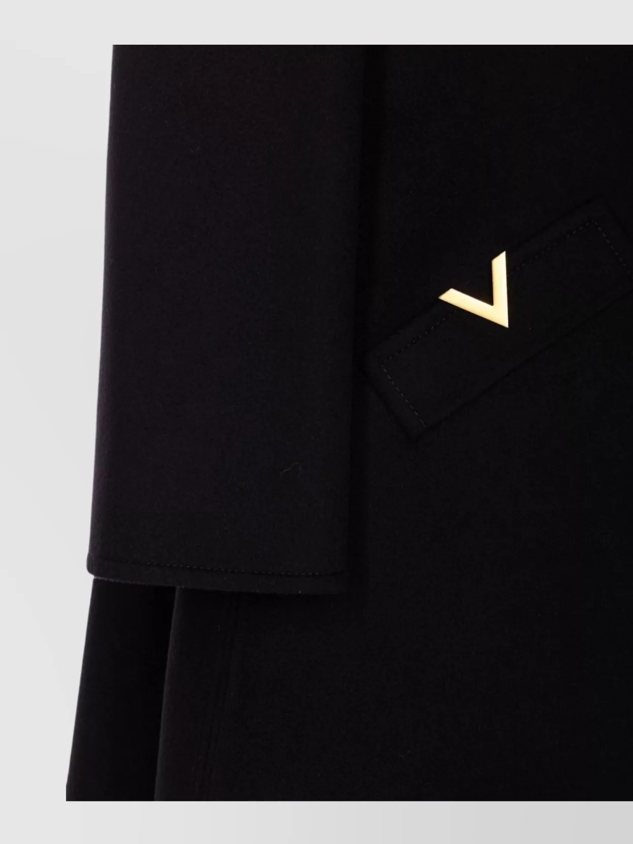 Valentino Embellished Stand Collar Coat With Pocket Detail In Black
