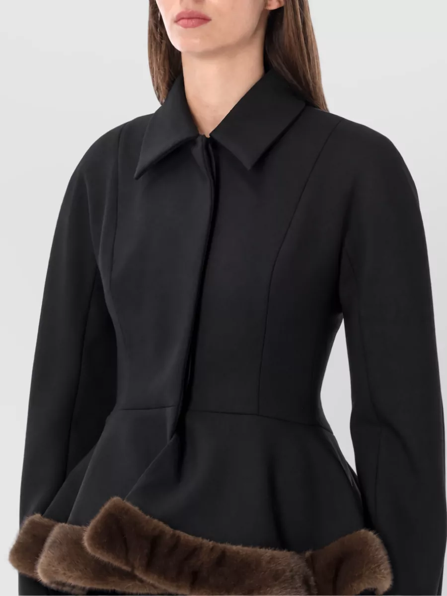 Stella Mccartney Fur Trimmed Single Breasted Coat