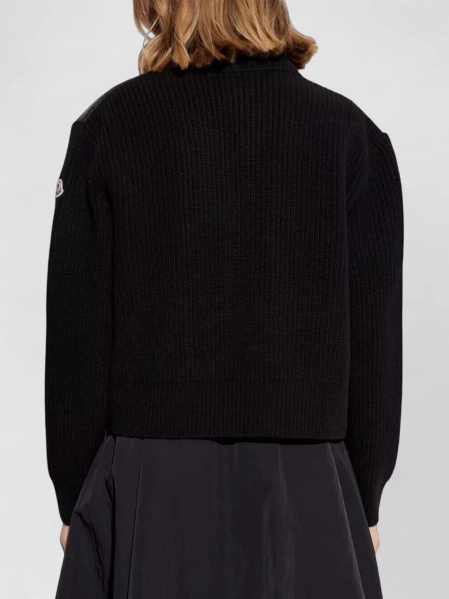 Moncler Wool Cardigan Jacket High Collar Quilted