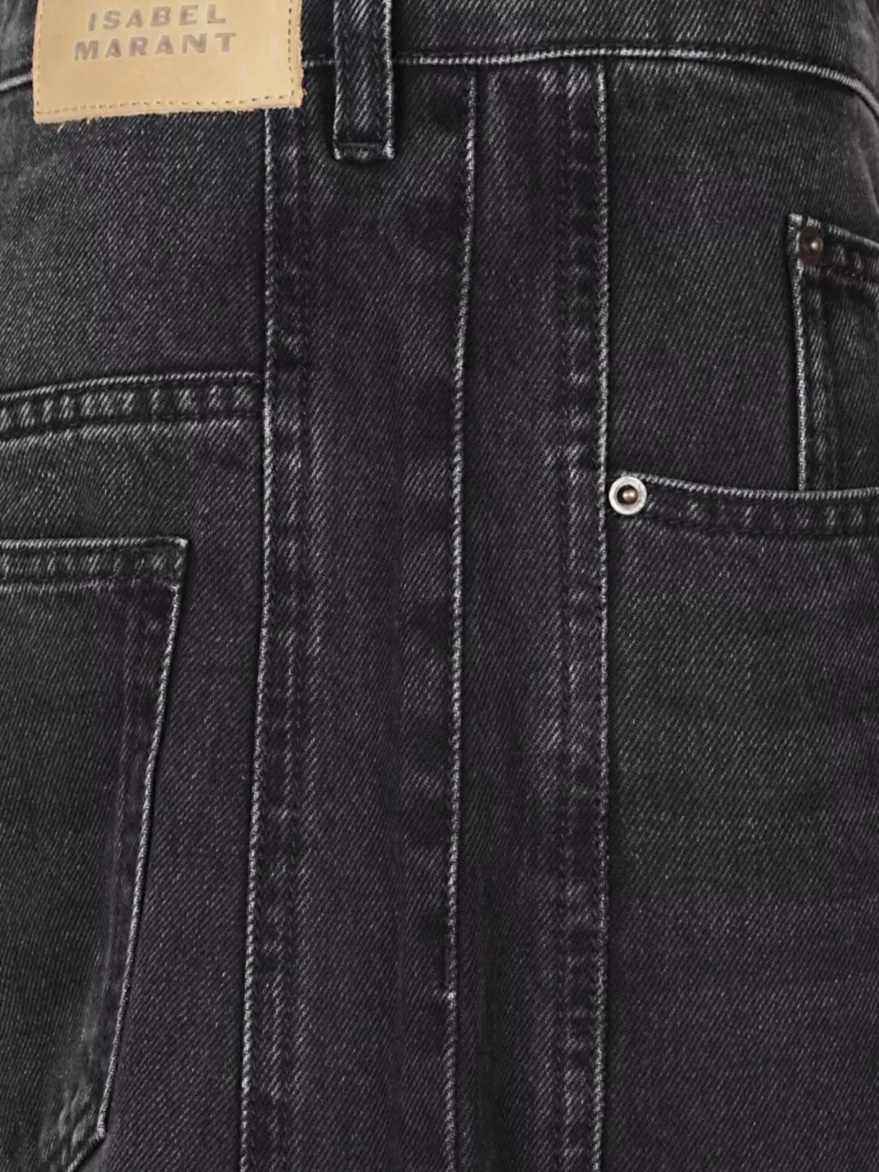 Isabel Marant Cotton Denim Trousers With Pockets And Loops In Gray
