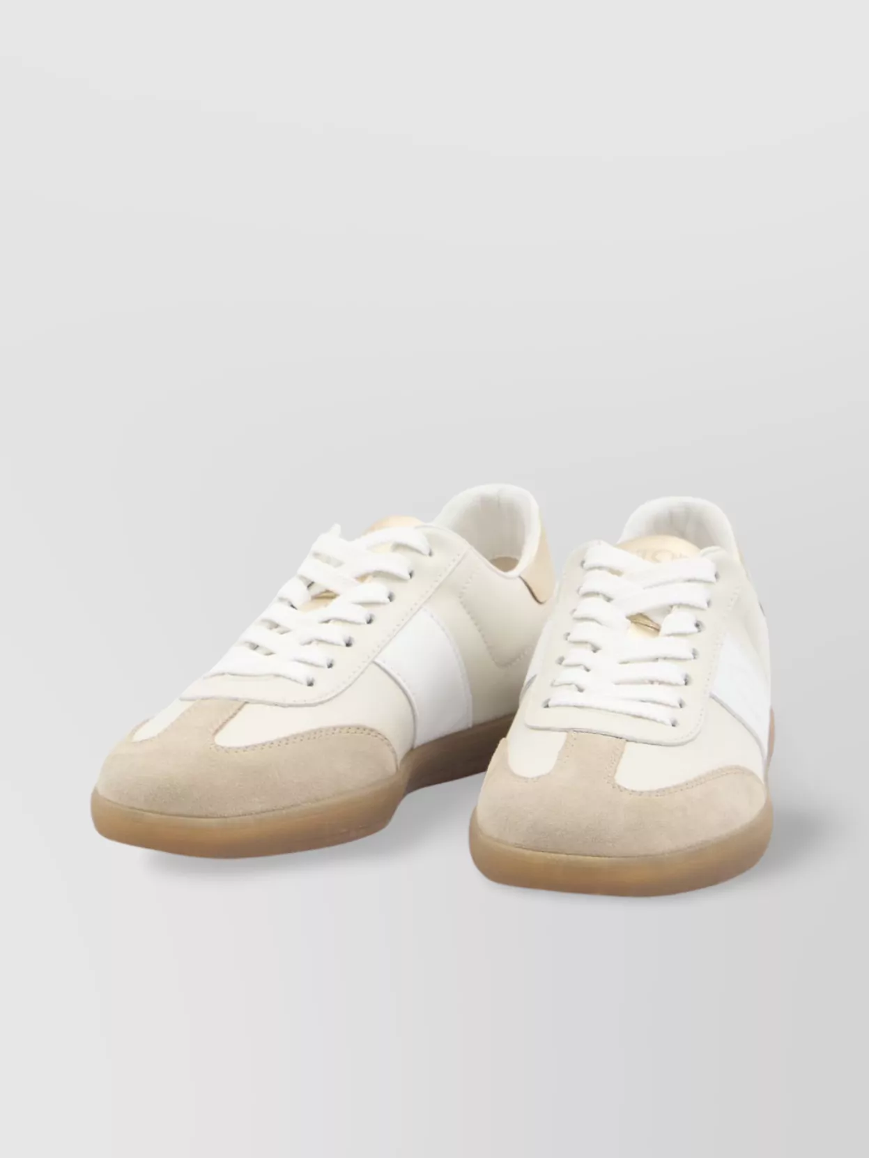 Tod's Leather Sneakers With Golden Heel Detail In White