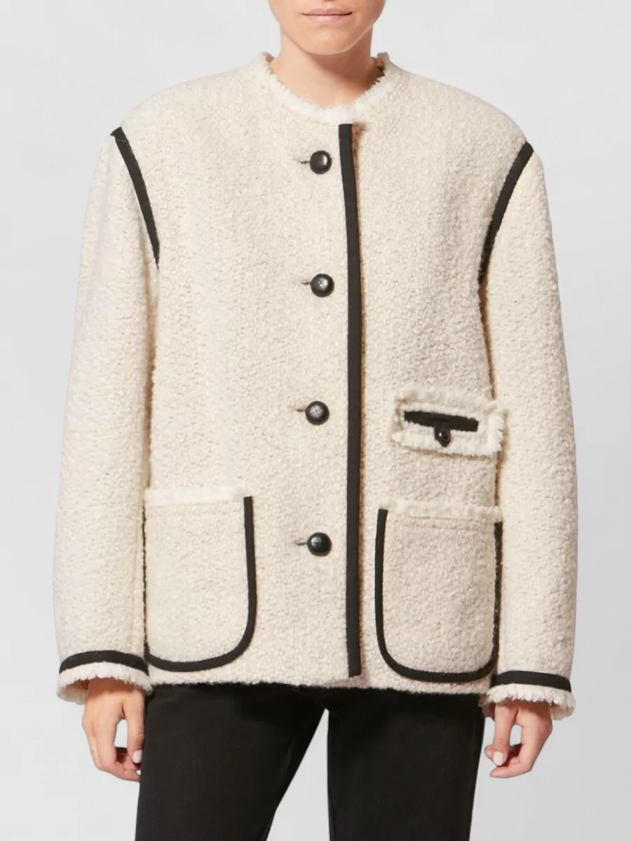 Isabel Marant Maylin Wool Blend Jacket Contrast Trim