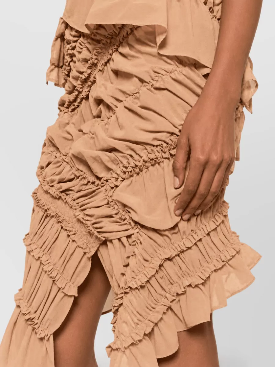 Magda Butrym Cotton Ruffled Midi Skirt