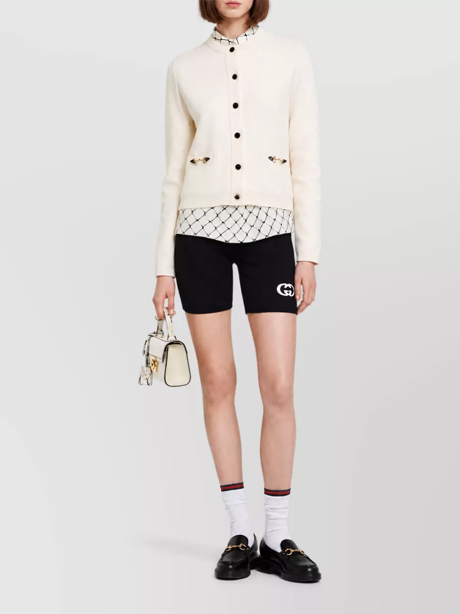 Gucci Cardigan Jacket Clamp Front Ribbed Cuffs Hem