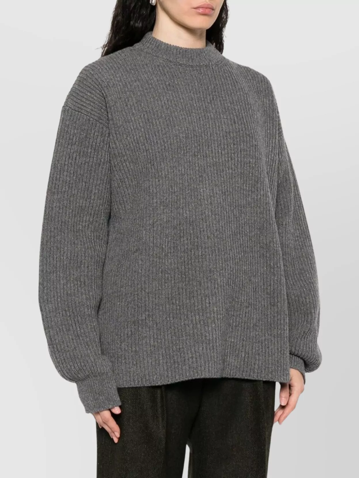 Jil Sander Wool Crewneck Jumper With Dropped Shoulders In Gray