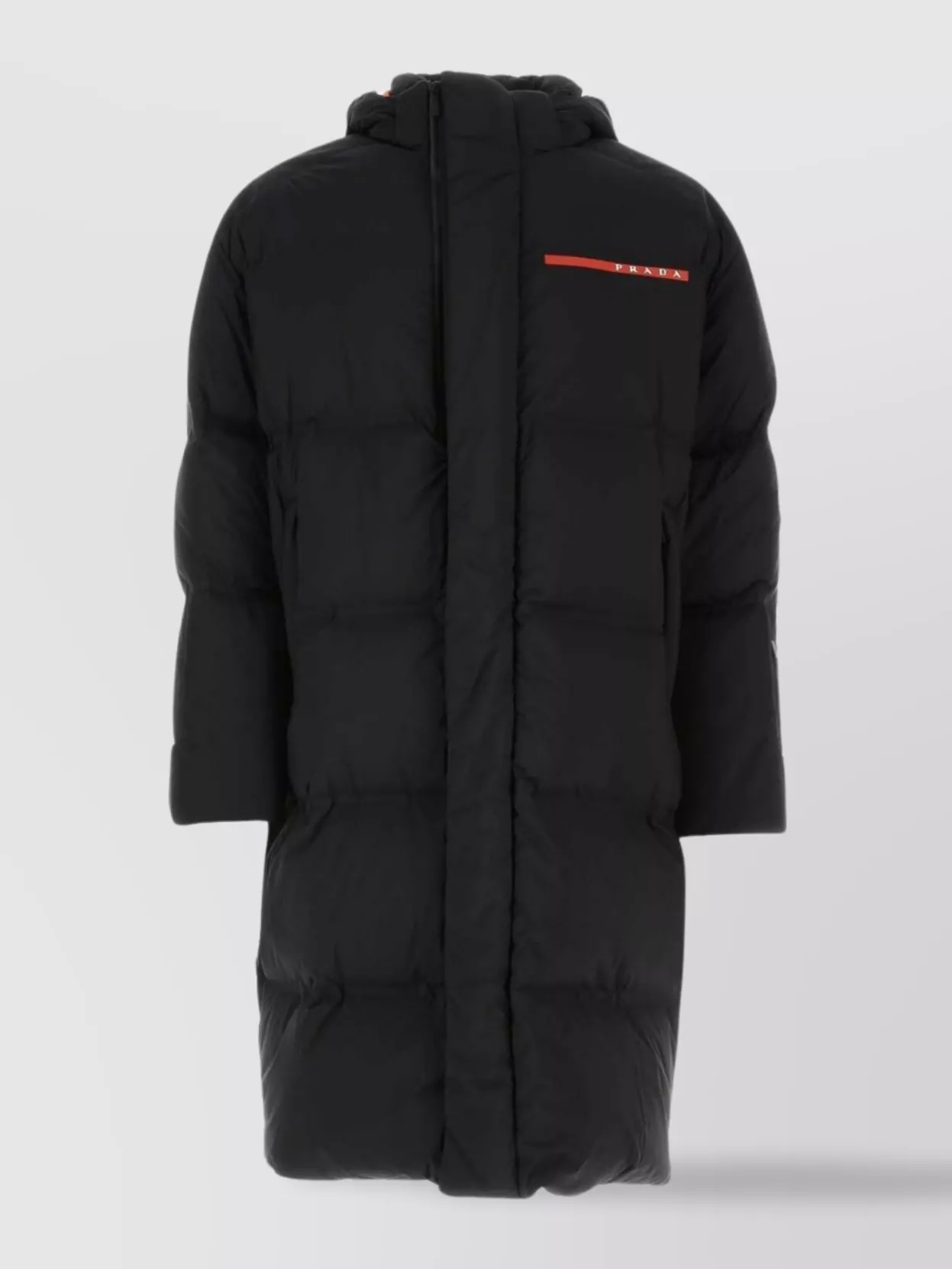Shop Prada Down Jacket Oversize Hooded Design