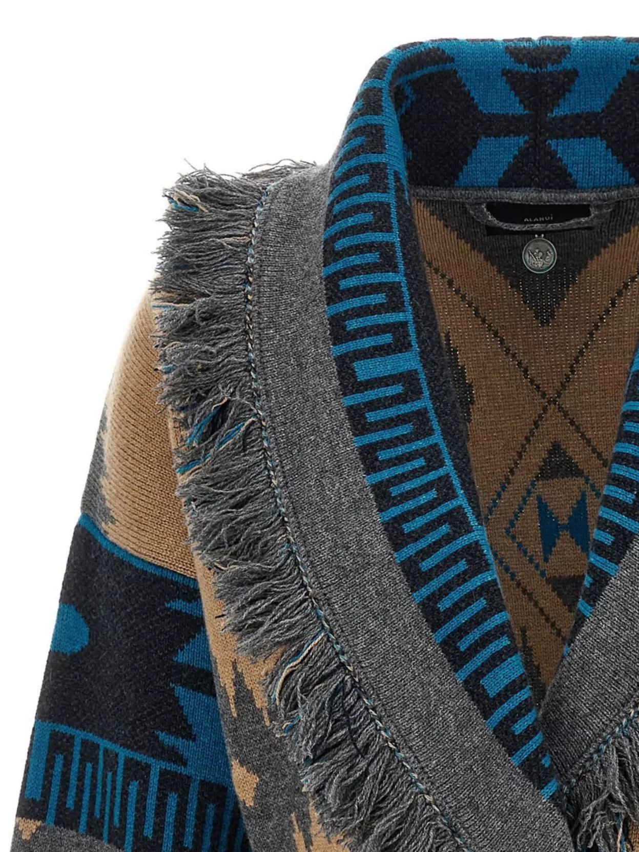 Alanui Shawl Collar Knit Cardigan With Fringe In Multi