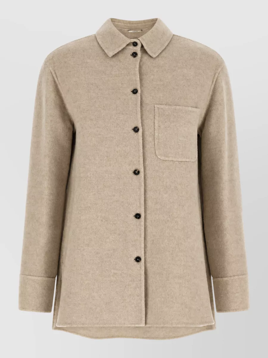 S Max Mara Cashmere Wool Relaxed-Fit Shirt Jacket