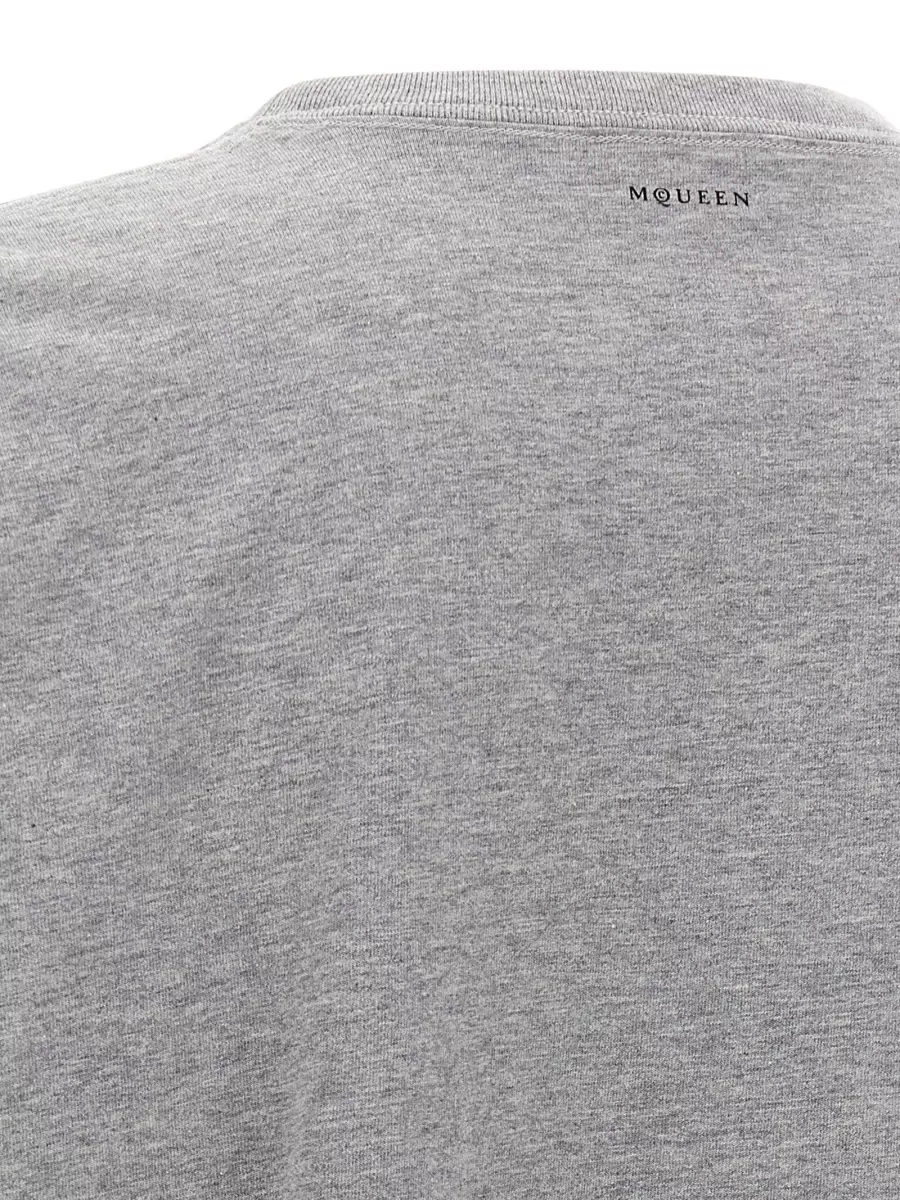 Mc Queen Cotton Skull Print Crew Neck Short Sleeve T-Shirt