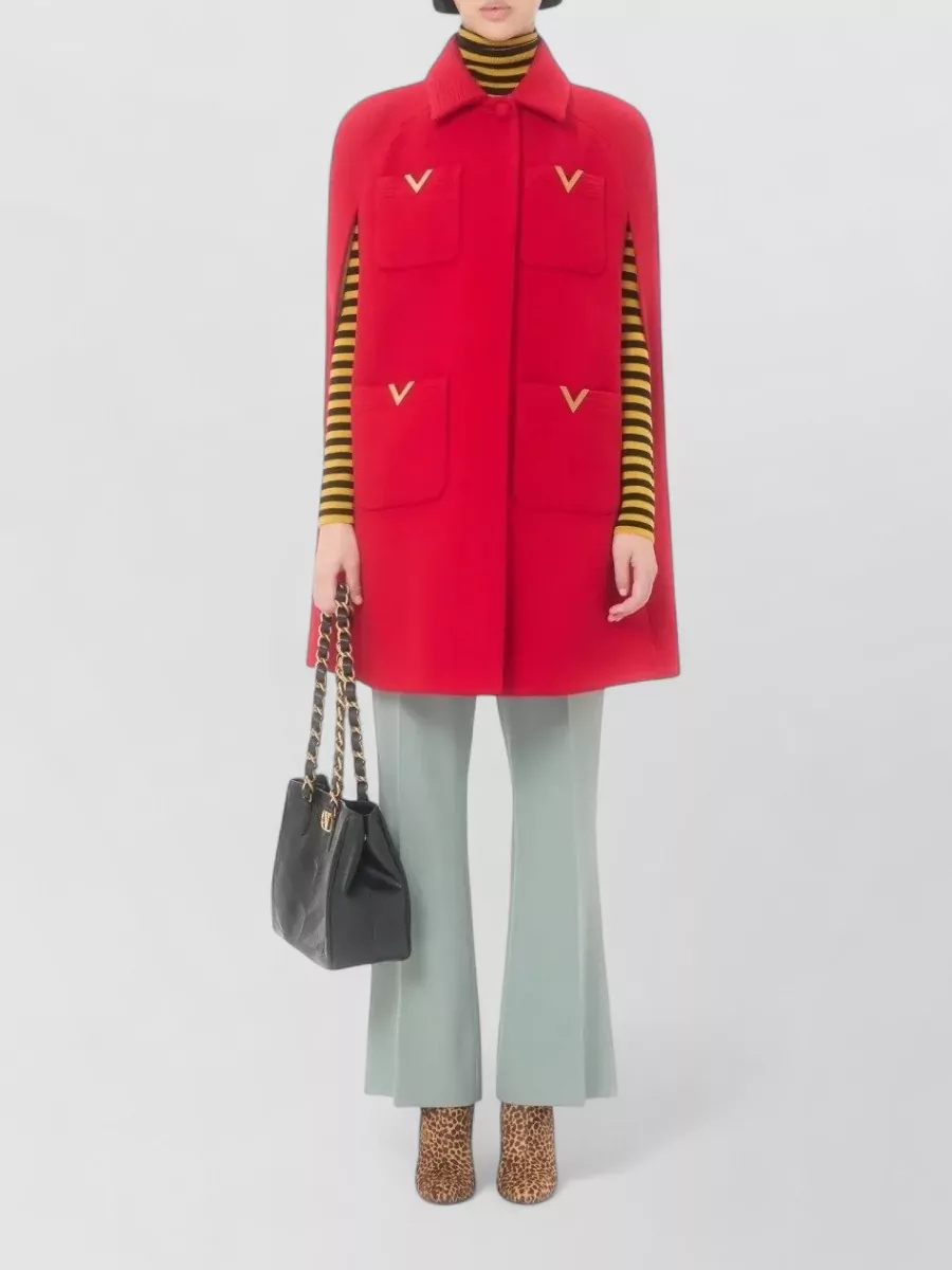 Valentino Garavani Drill Double Cape With V Gold Clothing