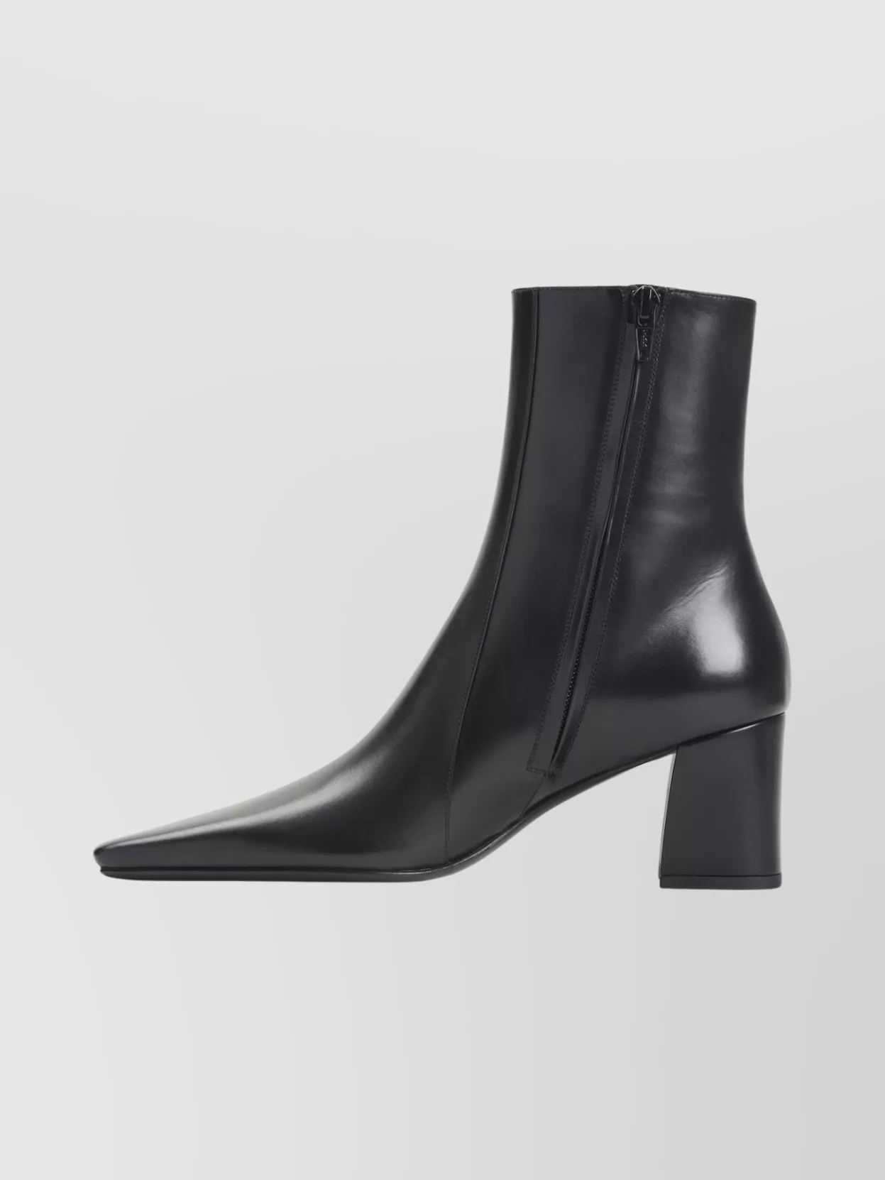 Saint Laurent Ankle Block Heel Square Toe Boot In Black