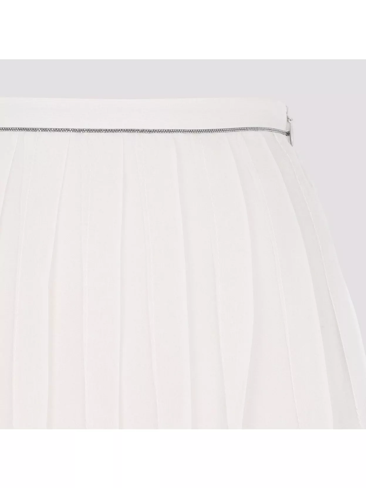 Brunello Cucinelli Voilke Long Skirt With Monili Trimming In White