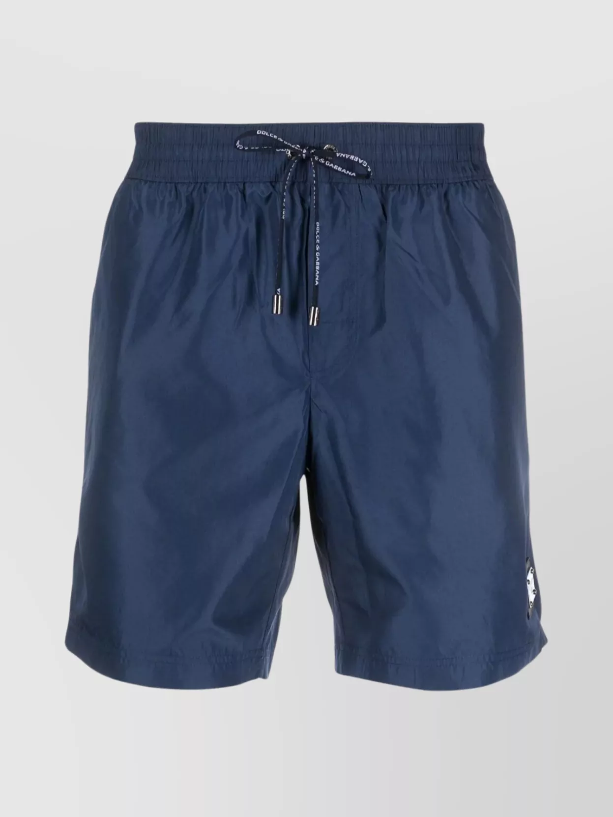 Dolce & Gabbana Mid-length Swim Trunks With Branded Plate In Blue
