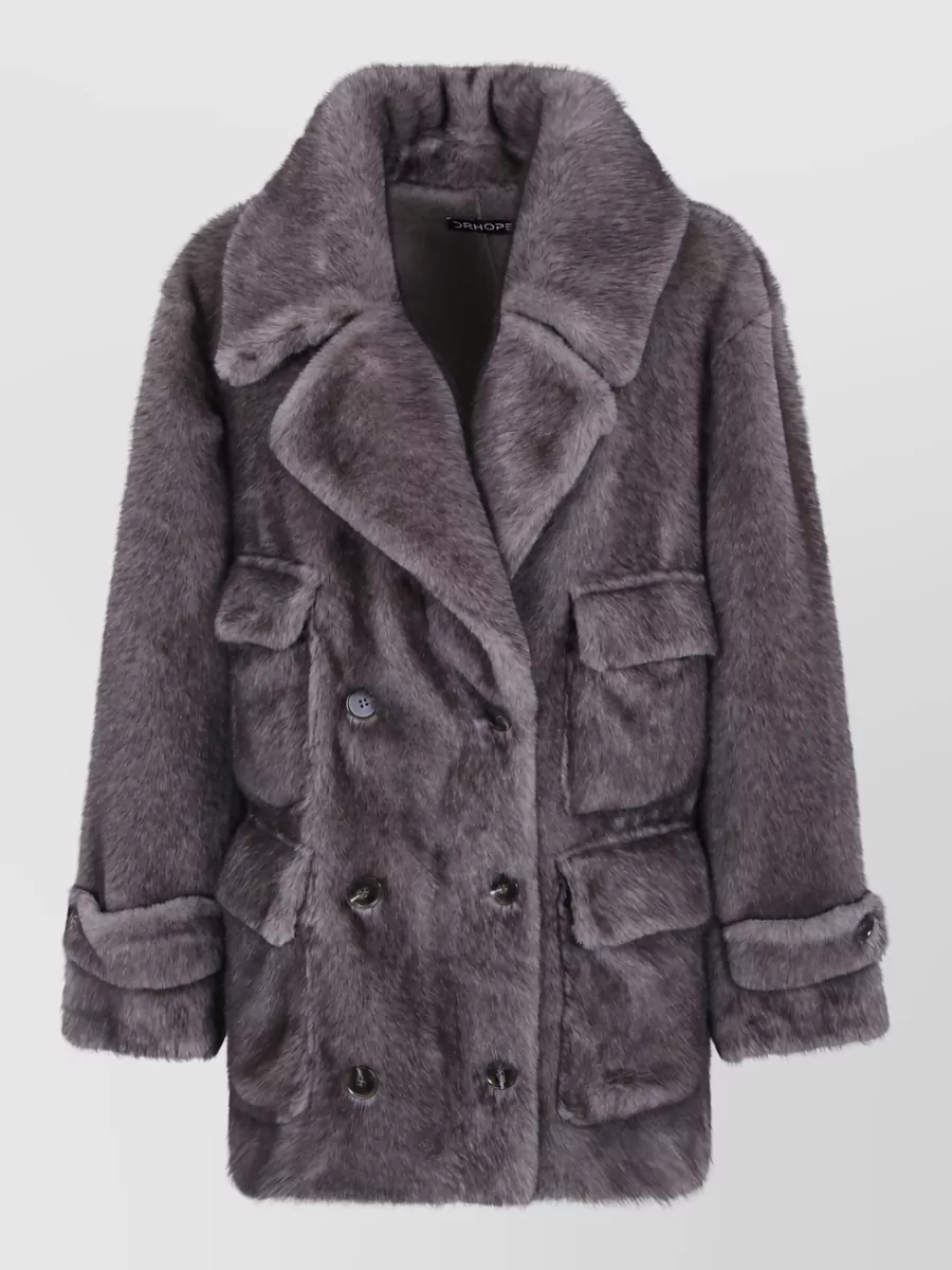 Drhope Faux Fur Coat Eko Mi4 Mocha Mousse In Blue