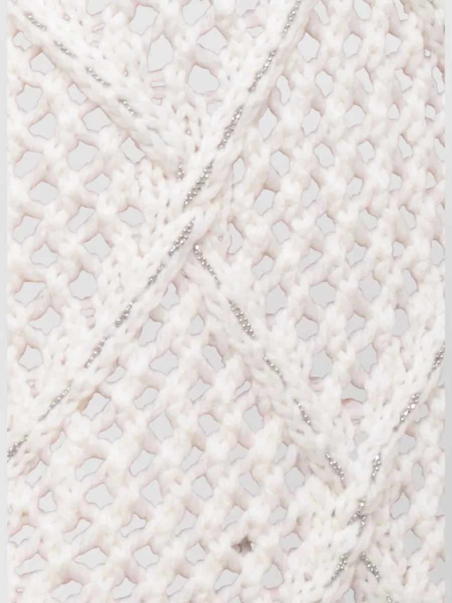 Peserico Wool Perforated Beaded Long-Sleeve Sweatshirt