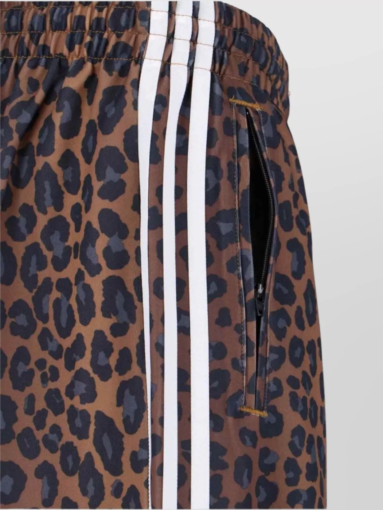 Adidas Straight Animal Print Trousers With Side Stripes