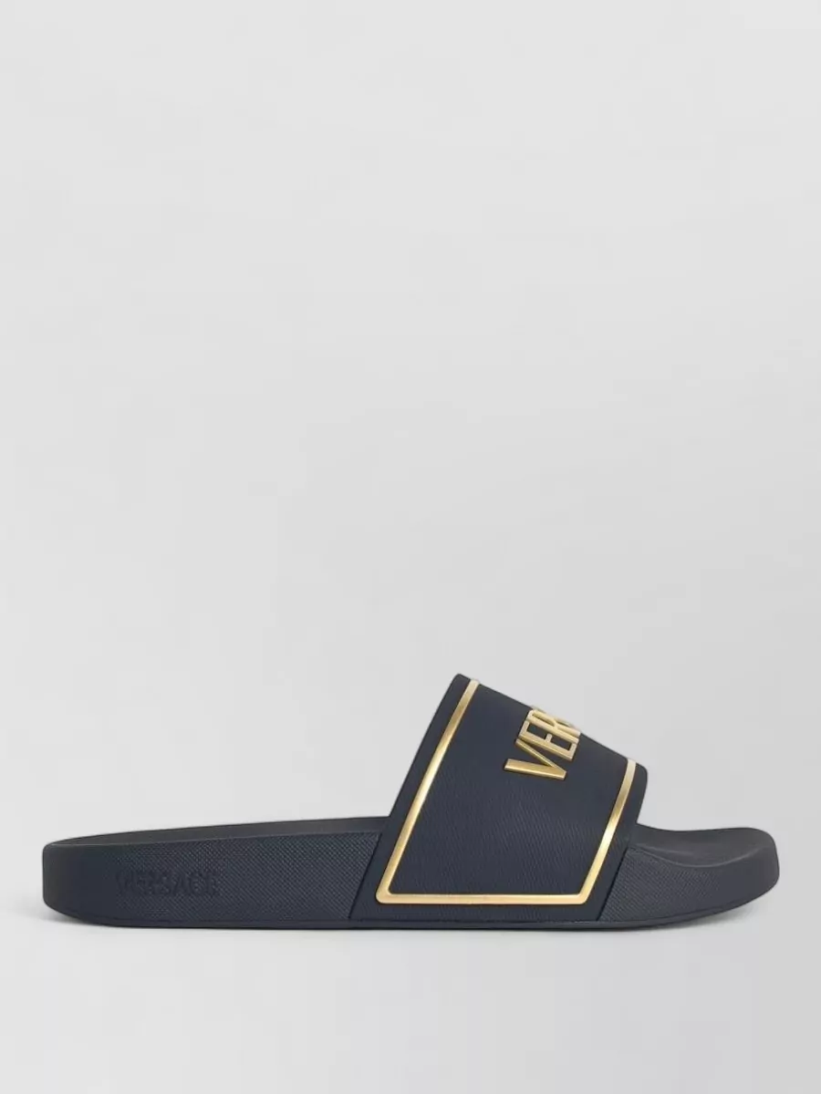 Versace Black Rubber Slippers