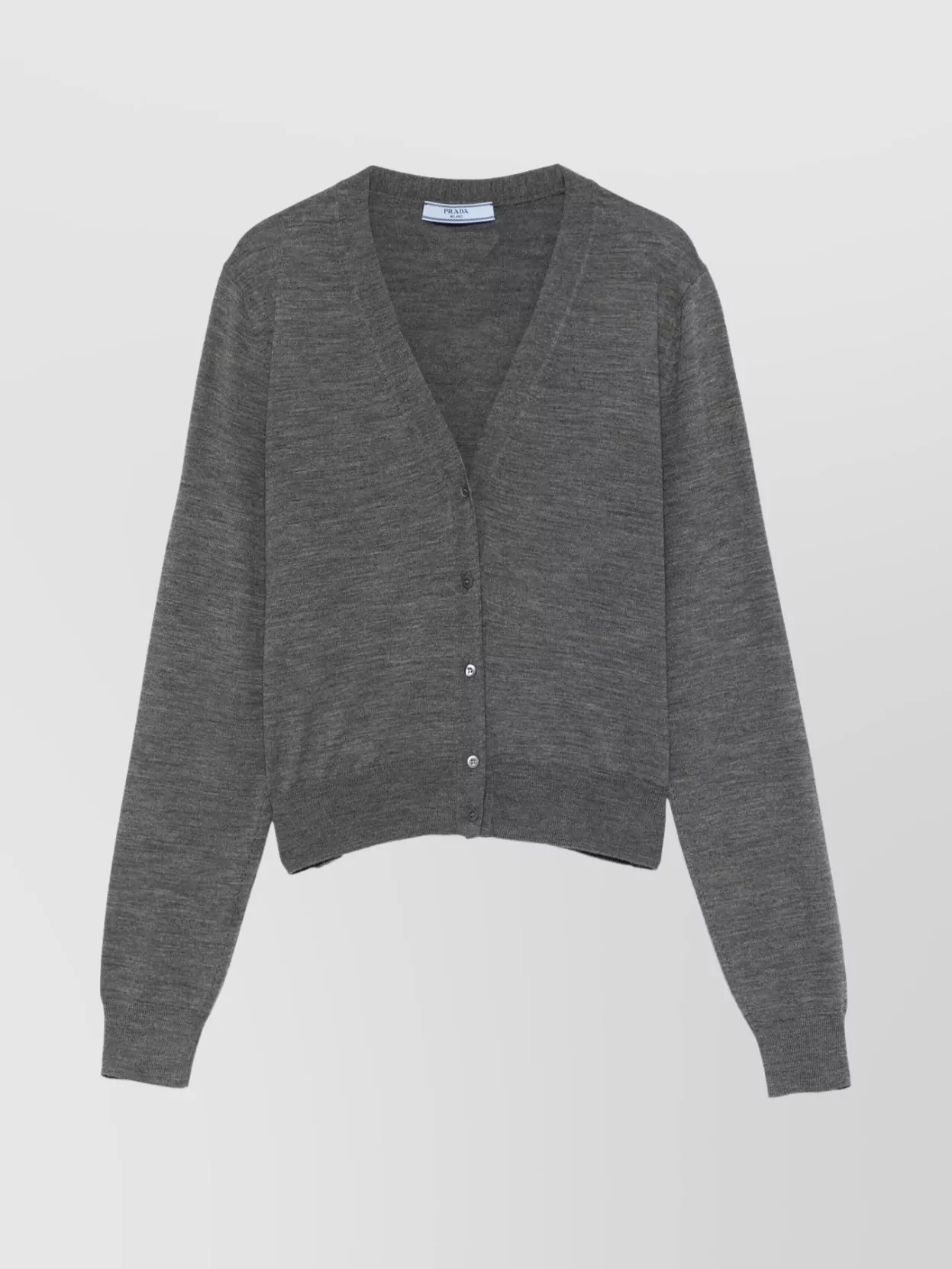 Prada V-neck Knitwear With Classic Silhouette And Refined Details In Gray