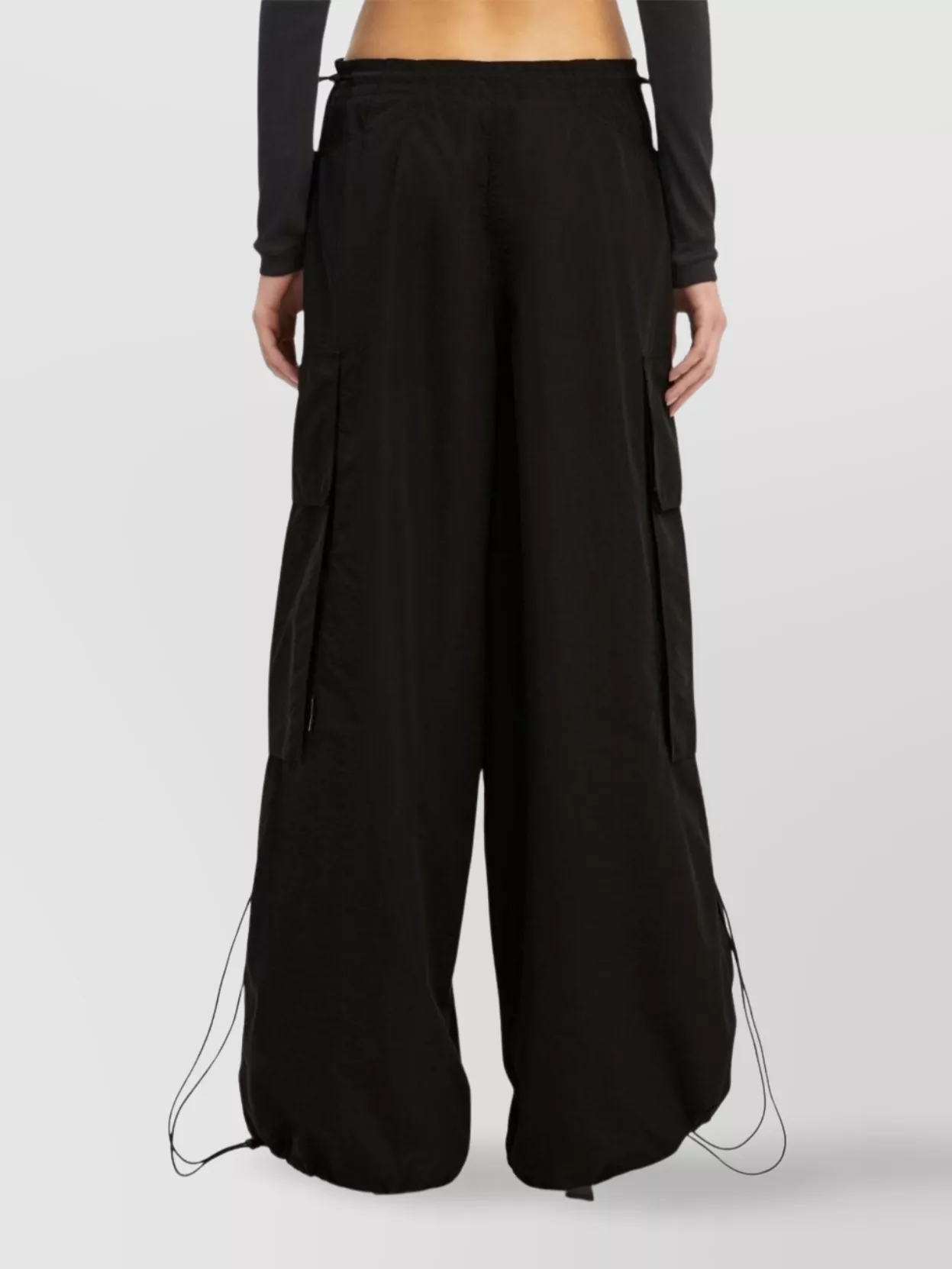 Palm Angels High-Waist Wide-Leg Trousers Drawcord Hem