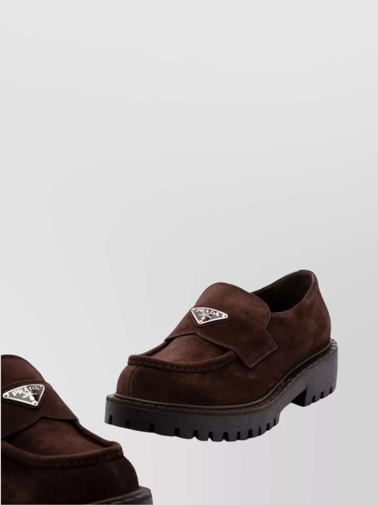 Prada Chunky Sole Suede Slippers With Round Toe