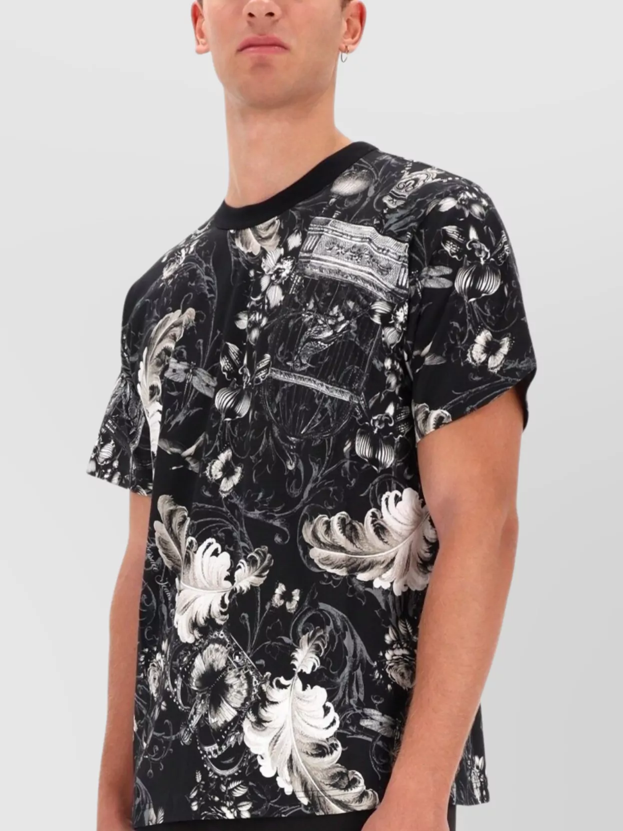 Versace Jeans Couture Cotton Floral Short Sleeve T-Shirt