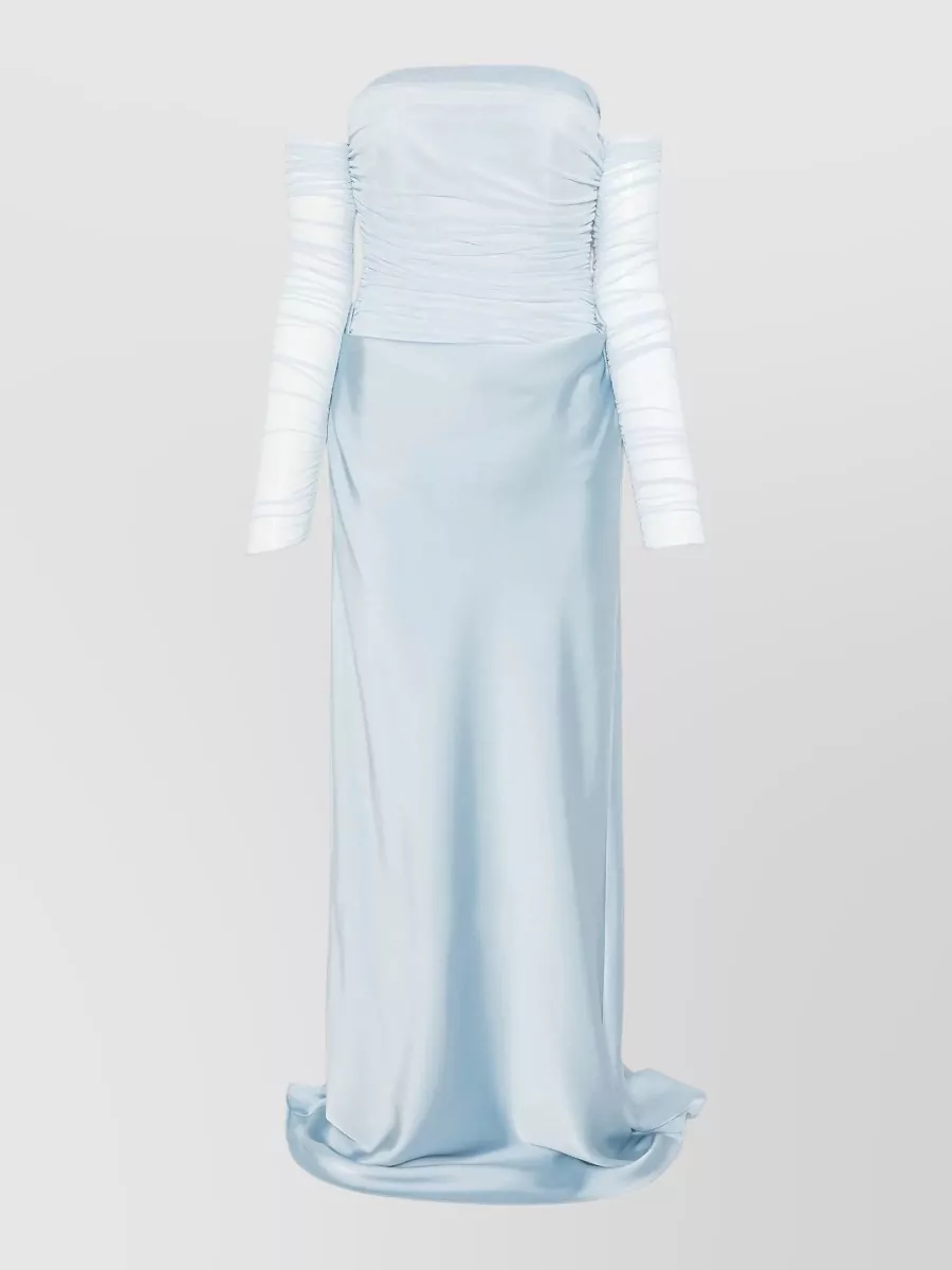 Rotate Ruched off-shoulder maxi dress
