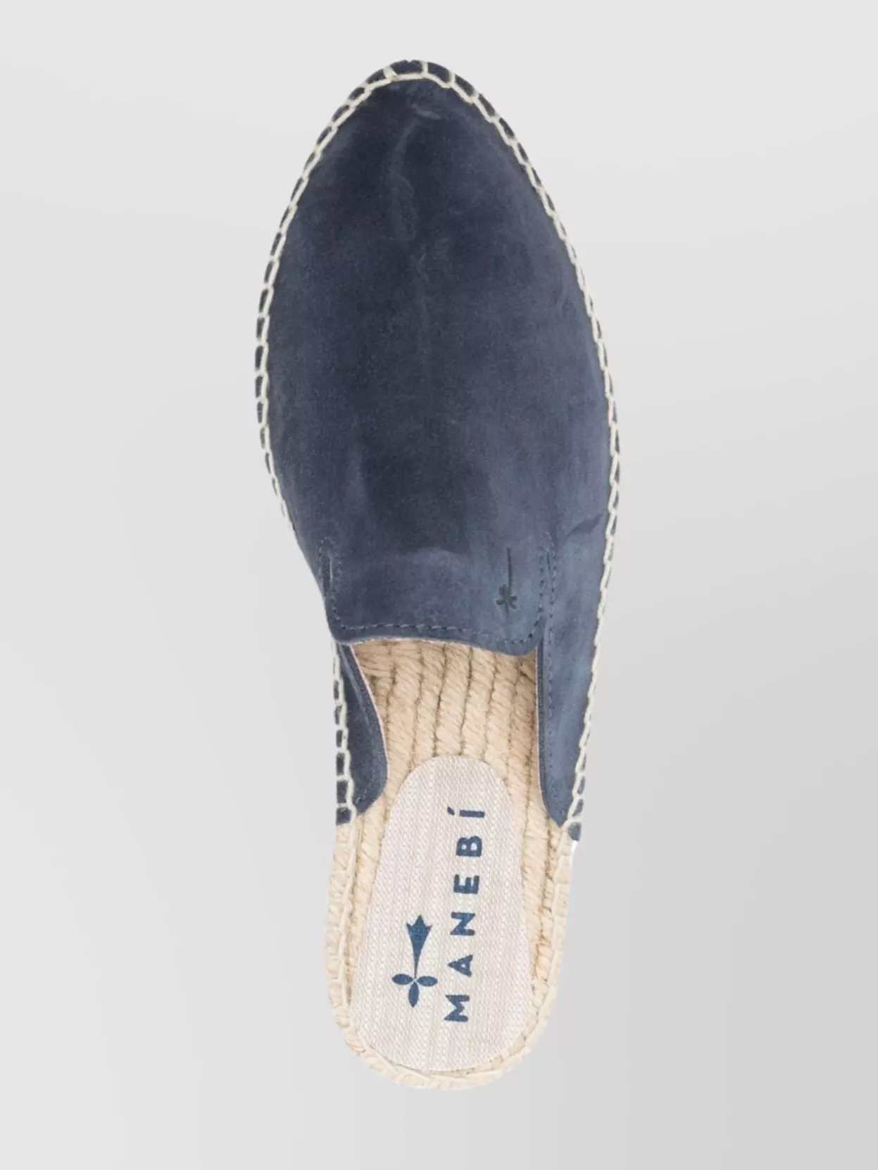 Manebi Stitched Mules With Espadrille Sole And Suede In Blue