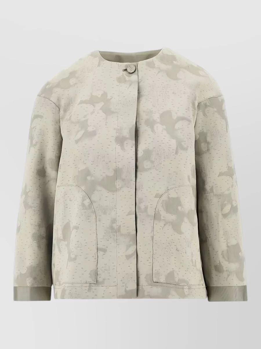 Emporio Armani Crewneck long-sleeve fitted jacket